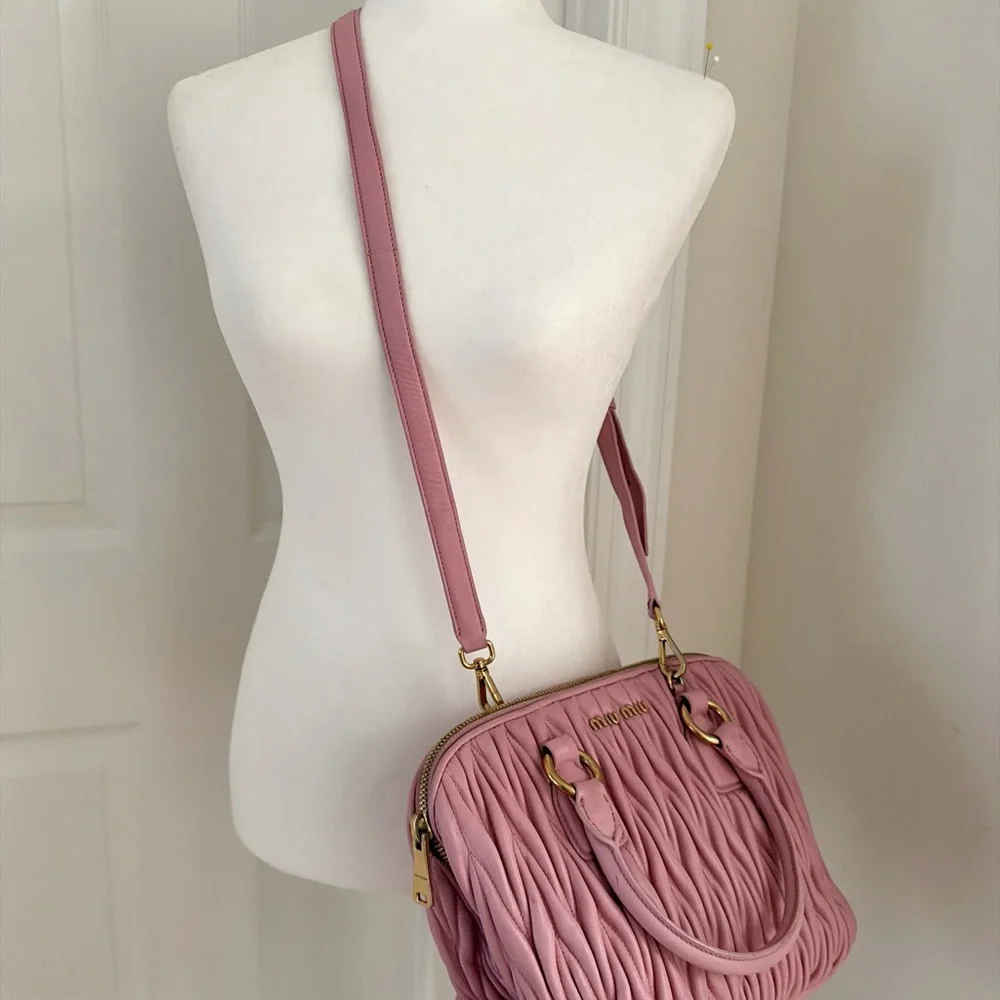 Authentic Miu Miu Matelasse Two-way Satchel Crossbody Handbag - Picture 10 of 16